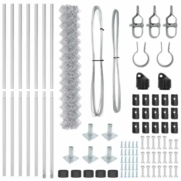 Aiavõrgu ja postide komplekt, hõbedane teras, 10 x 1,6 m, 60 x 60 mm silmaga – 7