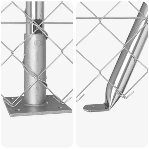 Aiavõrgu ja postide komplekt, hõbedane teras, 10 x 1,6 m, 60 x 60 mm silmaga – 10