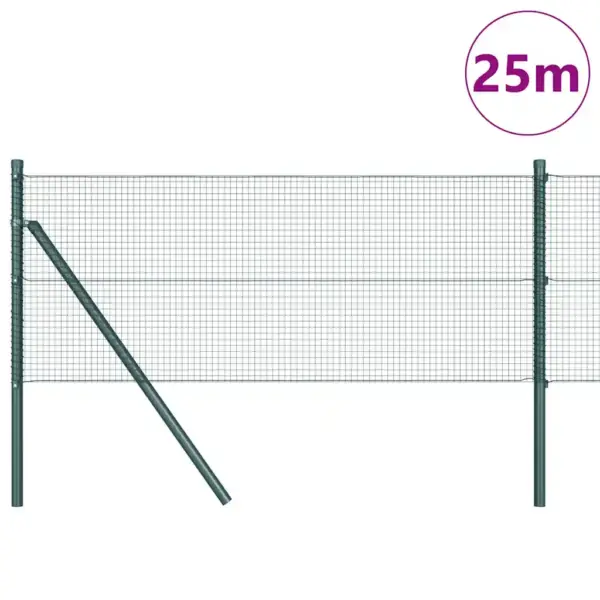 Roheline aiavõrgu ja postide komplekt, 25 x 0,6 m, 16 x 16 mm võrk, teras ja PVC – 3