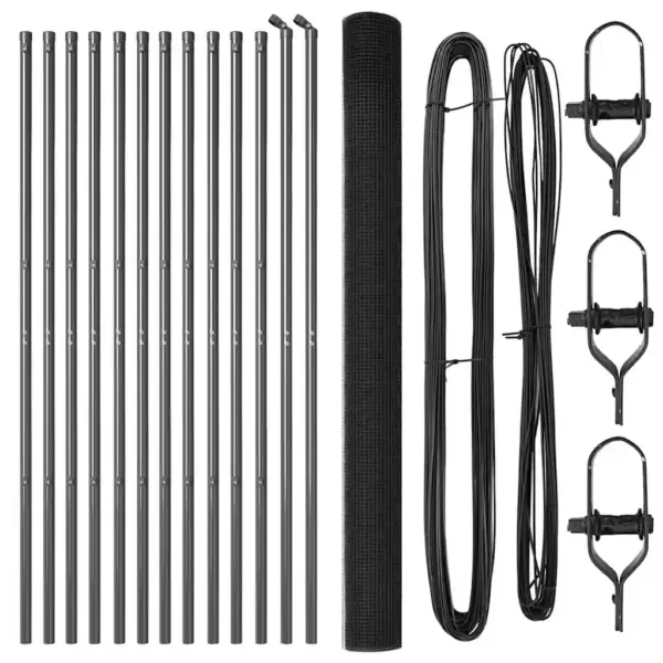 Aiavõrgu ja postide komplekt, hall, 25 x 1,5 m, 16 x 16 mm võrk, teras ja PVC, 26 posti – 5