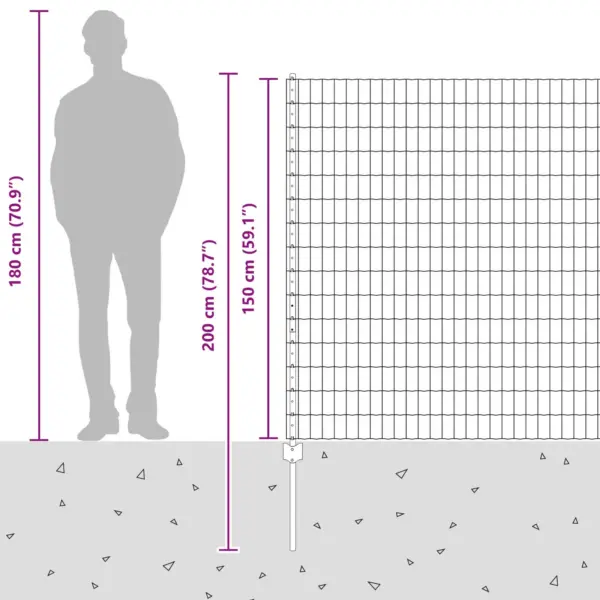 Aiavõrgu ja postide komplekt, hõbedane teras, 1,5 x 10 m – 7