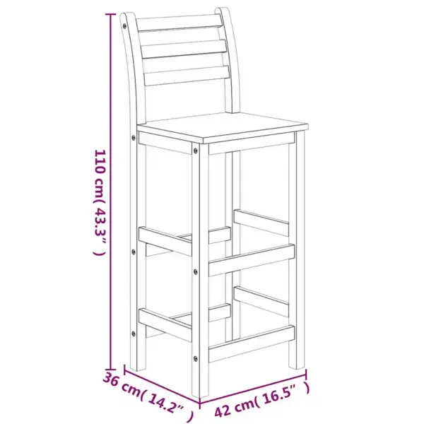 5-osaline aia baarikomplekt akaatsiapuidust, pruun, laud 60 x 105 cm – 11
