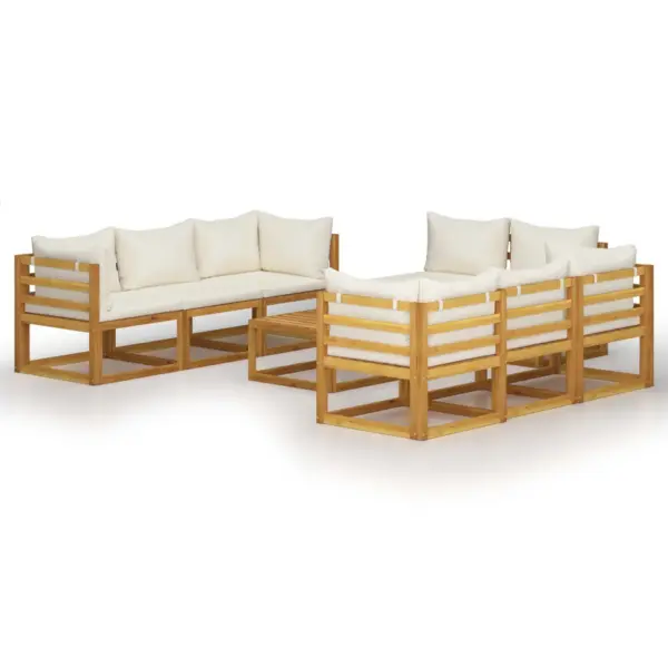 9-osaline akaatsiapuidust aiadiivani komplekt patjadega, kreemjas, laud 68 x 68 x 29 cm – 2