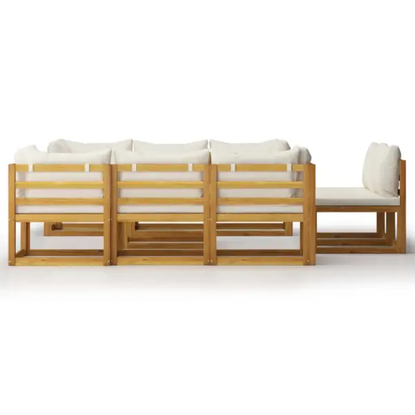 9-osaline akaatsiapuidust aiadiivani komplekt patjadega, kreemjas, laud 68 x 68 x 29 cm – 3
