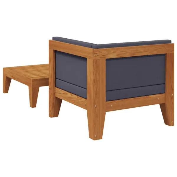 2-osaline akaatsiapuidust aiamööbli komplekt patjadega, nurgadiivan ja diivanilaud, tumehallid padjad, nurgadiivan ja laud 68,5 x 68,5 cm – 5