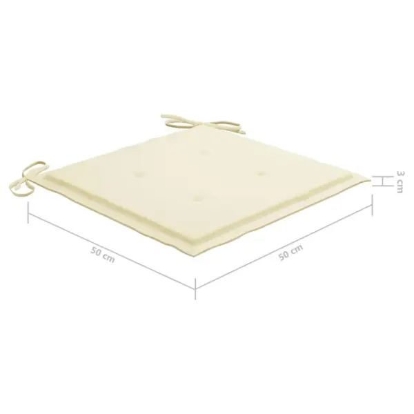 Virnastatavad akaatsiapuidust aiatoolid istmepatjadega, 4 tk, roostevaba terasraam, kreemjad padjad, 60 x 56 x 85 cm – 12