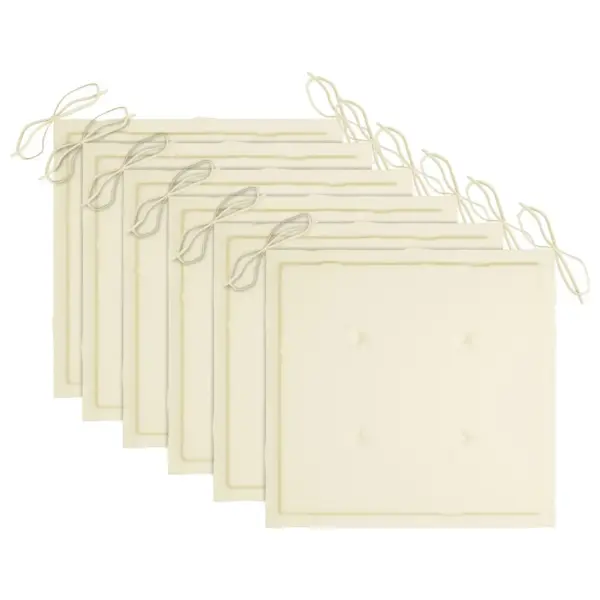 Õliviimistlusega akaatsiapuidust aiatoolid patjadega, 6 tk, kreemjas – 5