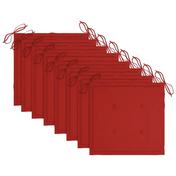 Hallid akaatsiapuidust aiatoolid punaste patjadega, 8 tk, 61 x 57 x 92 cm – 5