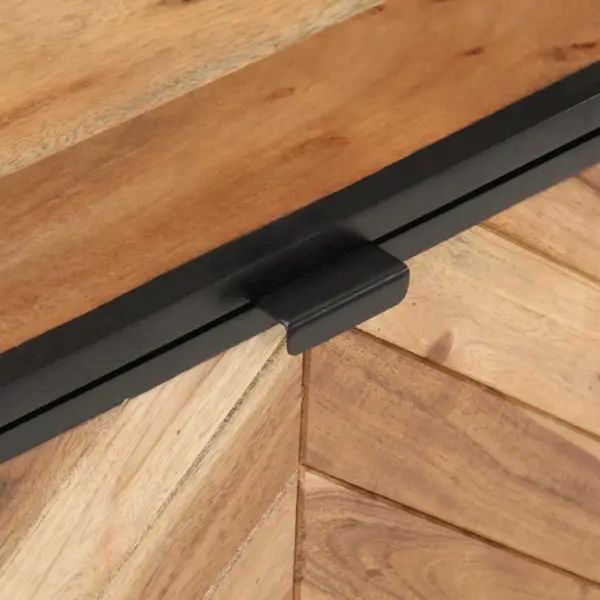 Akaatsiapuidust hoiukast musta rauast raamiga, 60 x 30 x 30 cm – 6