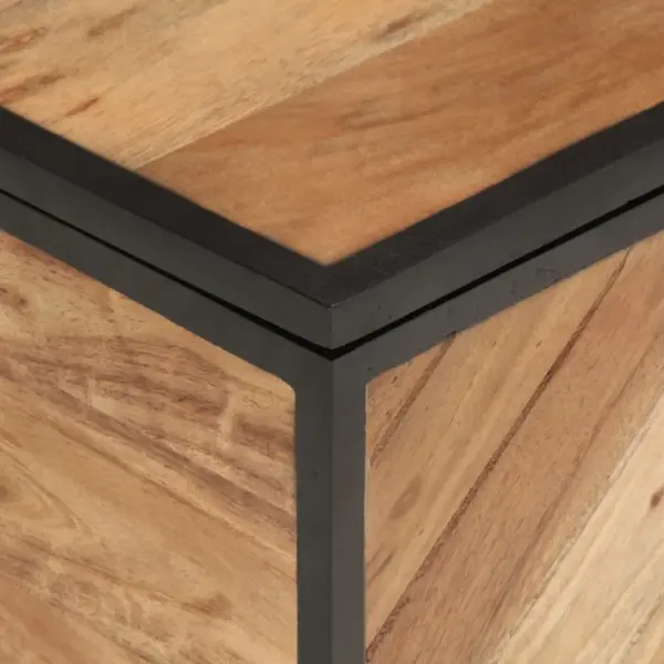 Akaatsiapuidust hoiukast musta rauast raamiga, 60 x 30 x 30 cm – 8