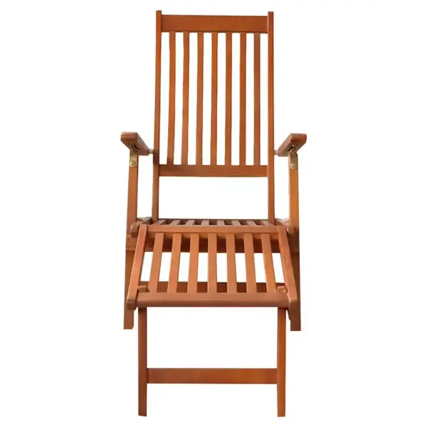 Kokkupandav akaatsiapuidust lamamistool jalatoe ja punase istmepadja, 3-asendiline, 167 x 56 x 75 cm – 3