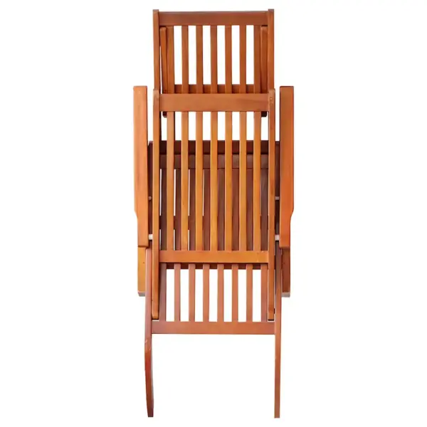 Kokkupandav akaatsiapuidust lamamistool jalatoe ja punase istmepadja, 3-asendiline, 167 x 56 x 75 cm – 4