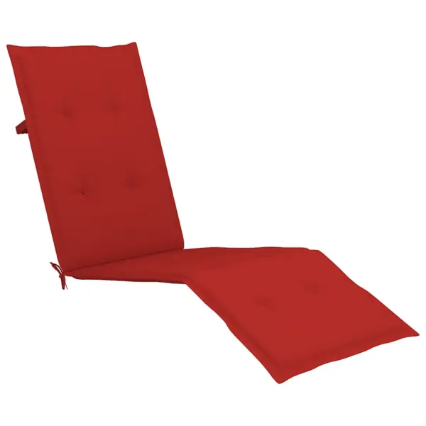 Kokkupandav akaatsiapuidust lamamistool jalatoe ja punase istmepadja, 3-asendiline, 167 x 56 x 75 cm – 6