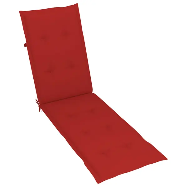Kokkupandav akaatsiapuidust lamamistool jalatoe ja punase istmepadja, 3-asendiline, 167 x 56 x 75 cm – 7