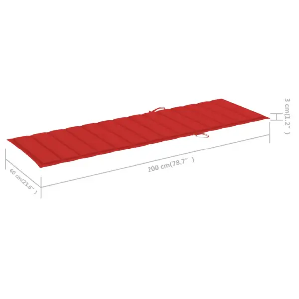 Akaatsiapuidust lamamistool rataste ja punase istmepadjaga, 200 x 67 cm – 11