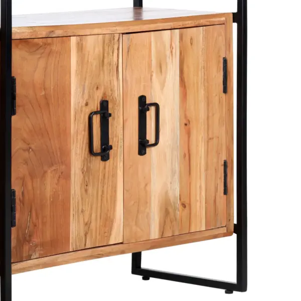 Industriaalstiilis akaatsiapuidust raamaturiiul kapiga, 3 riiulit, 80 x 30 x 180 cm – 7