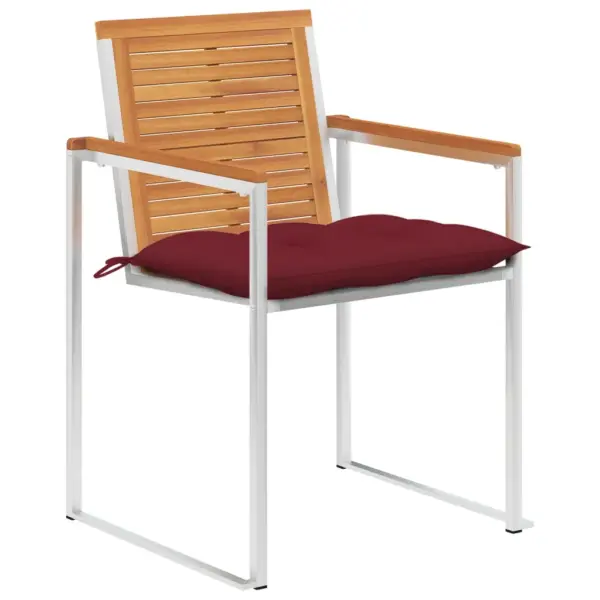 Virnastatavad akaatsiapuidust aiatoolid istmepatjadega, 8 tk, veinipunased, roostevaba terasraamiga, 60 x 56 x 85 cm – 2