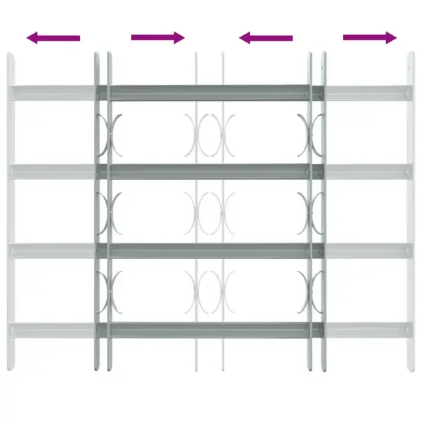 Reguleeritavad akna turvatrellid, tsingitud teras, 4 põikitrelli, hõbedane, 600 x 500–650 mm – 5