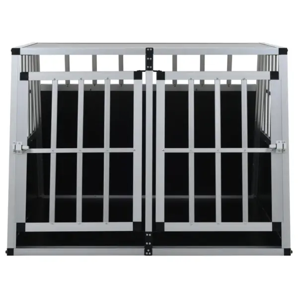 Alumiiniumist koerapuur auto pagasiruumi, kahe uksega, hõbedane, 94 x 88 x 69 cm – 3