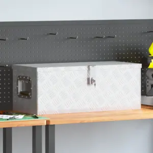 Alumiiniumist lukustatav hoiukast, hõbedane, 70 x 31 x 27 cm