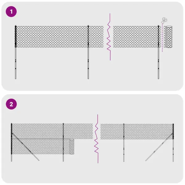Traataia komplekt äärikutega, antratsiithall PVC-kattega tsingitud teras, 2 x 10 m – 6