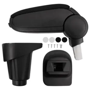 Reguleeritava kõrgusega auto käetugi panipaigaga, must ABS, Fiat 500L (2012), 14 x 35 x 37–53 cm