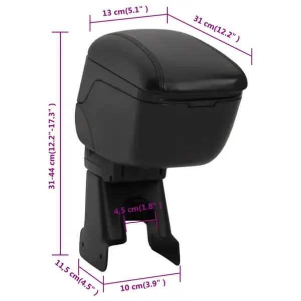 Reguleeritava kõrgusega auto käetugi panipaigaga, must ABS, LADA LARGUS 2012–2018, 13 x 31 x (31–44) cm – 12