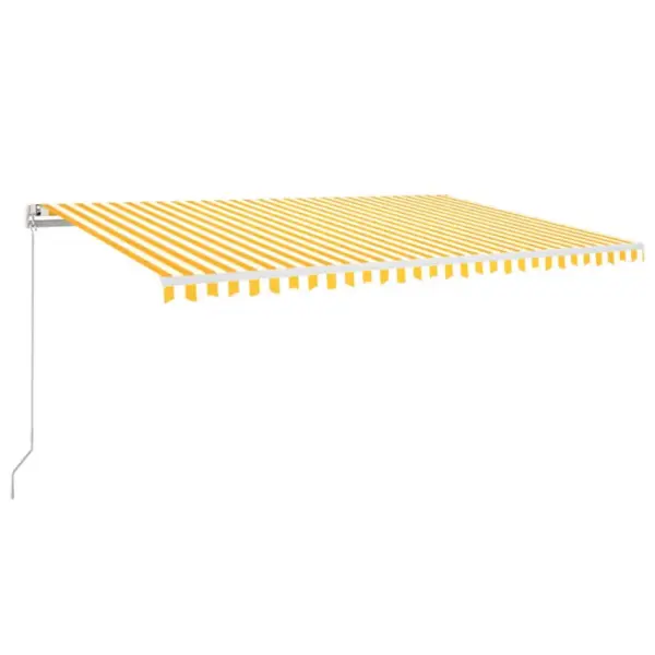 Automaatne terrassimarkiis LED-valgustuse ja tuuleanduriga, kollane-valge, 500 x 350 cm – 2
