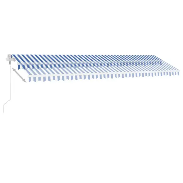 Automaatne terrassimarkiis LED-valgustuse ja tuuleanduriga, 600 x 350 cm, sinine-valge - 11