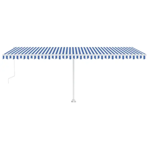 Automaatne terrassimarkiis LED-valgustuse ja tuuleanduriga, 600 x 350 cm, sinine-valge - 4