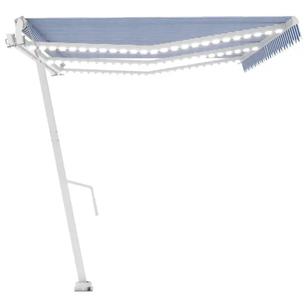 Automaatne terrassimarkiis LED-valgustuse ja tuuleanduriga, 600 x 350 cm, sinine-valge - 5