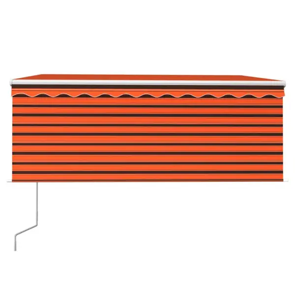 Automaatne terrassimarkiis rulooga, 3,5 x 2,5 m, oranž-pruun, valge alumiiniumraam – 3
