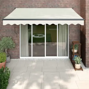 Automaatne sissetõmmatav terrassivarikatus, kreemjasvalge, 3 x 2,5 m, alumiiniumraam