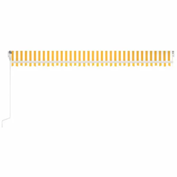 Automaatne terrassivarikatus LED-valgustuse ja tuuleanduriga, 600 x 300 cm, kollane-valge, valge alumiiniumraam – 3