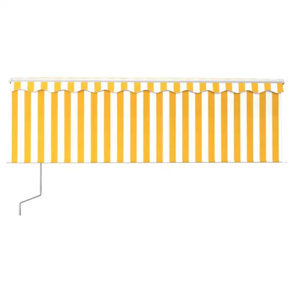 Automaatne terrassivarikatus rulooga, kollase-valge triibuline, 4 x 3 m, valge alumiiniumraam – 3