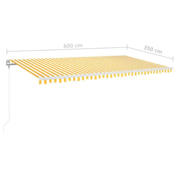 Automaatne õuevarikatus LED-valgustuse ja tuuleanduriga, 600 x 350 cm, kollane/valge – 10