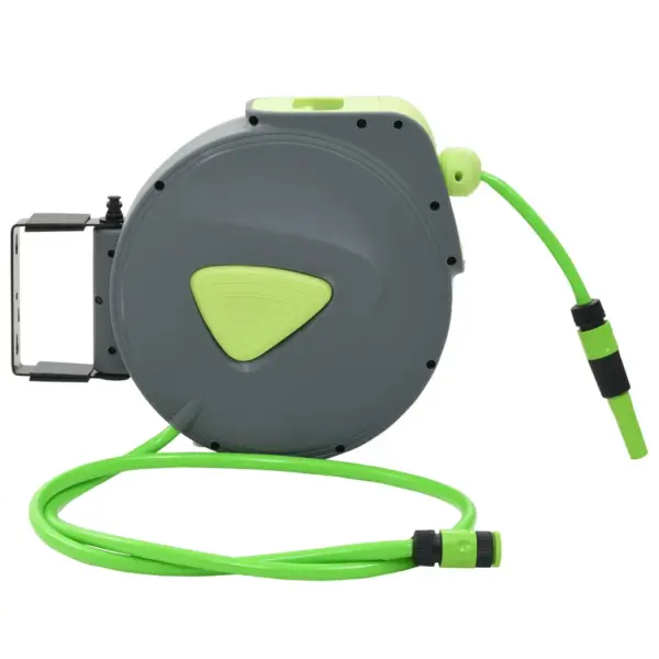 Automaatselt sissetõmmatav aiavoolikupool seinale, 20+2 m, roheline-hall, 1/2″ PVC voolik – 2