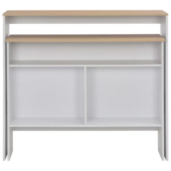 Baarilaud 2 lauaplaadiga, valge ja tamm, tehispuit, 130 x 40 x 120 cm – 4