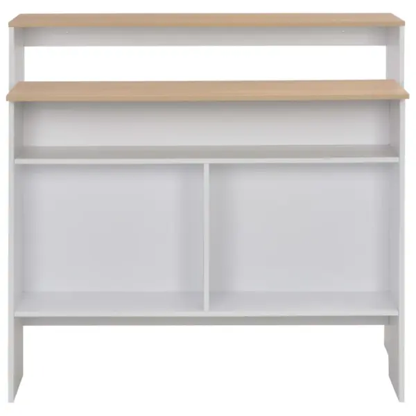 Baarilaud 2 lauaplaadiga, valge ja tamm, tehispuit, 130 x 40 x 120 cm – 5