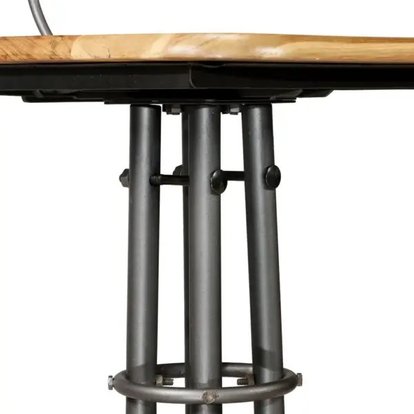 Tööstusliku stiiliga baaripukid, 2 tk, taaskasutatud tiigipuidust ja terasest, pruun, 41 x 51 x 102 cm – 7