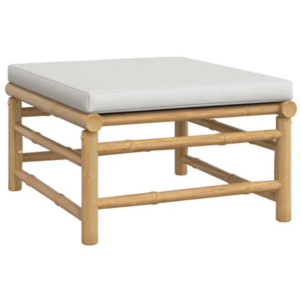 8-osaline bambusest aiamööbli komplekt helehallide patjadega, modulaarne nurgadiivan ja laud 55 x 65 cm – 7