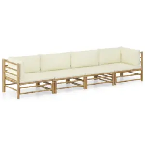 4-osaline bambusest aiamooduldiivan kreemjasvalgete patjadega