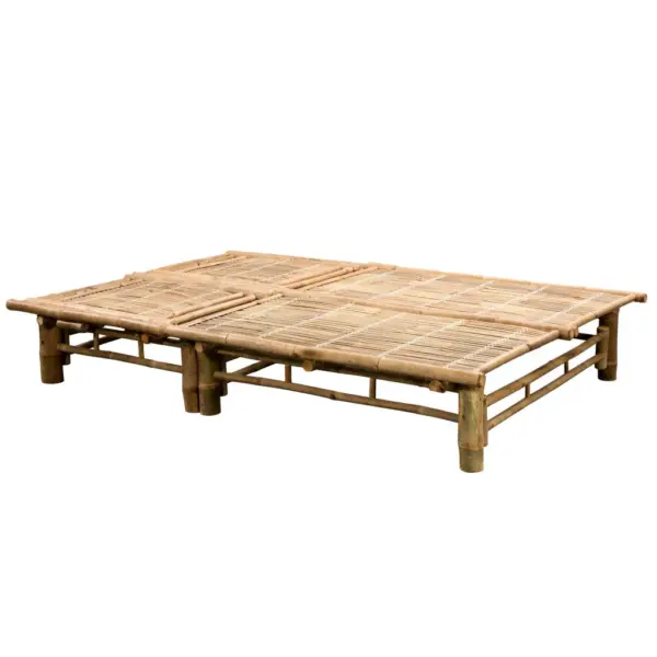 Kahekohaline bambusest lamamistool 3 asendiga, erkrohelised padjad, 200 x 130 cm – 5