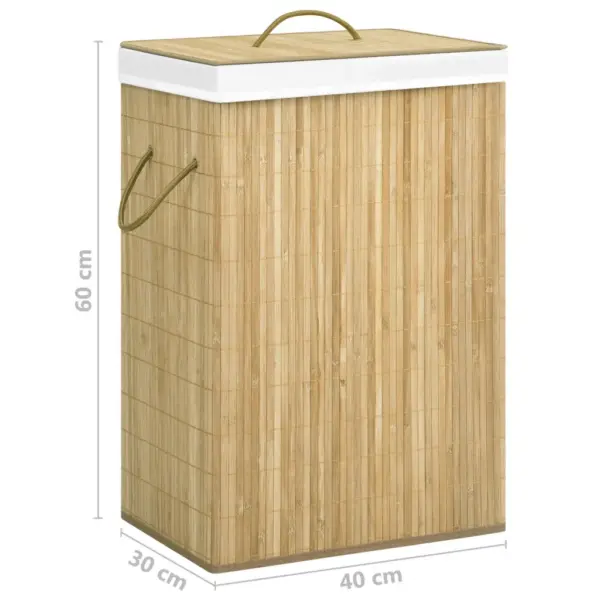 Bambusest pesukorv 2 sektsiooniga, 72 l, pruun, 40 x 30 x 60 cm – 9