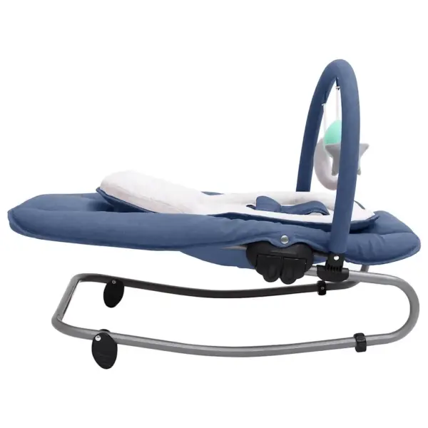 Beebihüppetool mängukaariga, tumesinine/valge, reguleeritava selja- ja jalatoega, 77 x 46 x 58 cm – 3