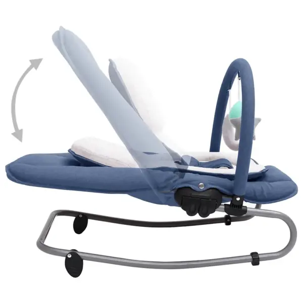 Beebihüppetool mängukaariga, tumesinine/valge, reguleeritava selja- ja jalatoega, 77 x 46 x 58 cm – 6