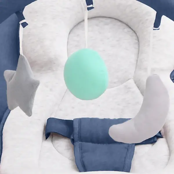 Beebihüppetool mängukaariga, tumesinine/valge, reguleeritava selja- ja jalatoega, 77 x 46 x 58 cm – 7