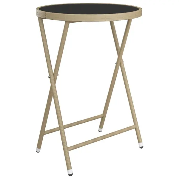 3-osaline polürotangist bistrookomplekt karastatud klaasist lauaplaadiga, beež – 9