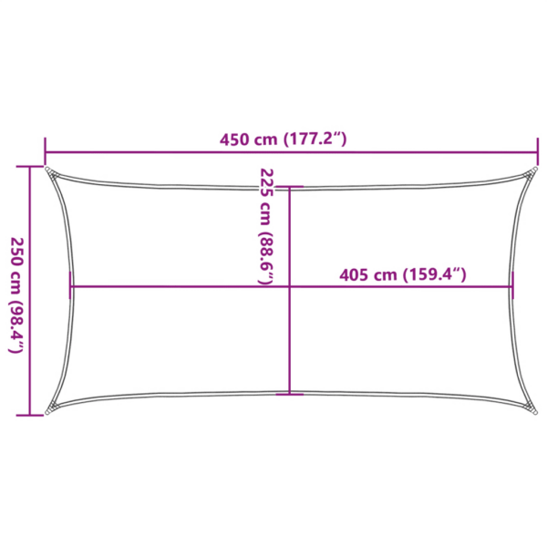 Päikesepuri 160 g/m², beež HDPE, ristkülikukujuline 2,5 x 4,5 m - 10