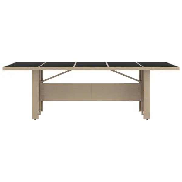 Beež polürotangist aialaud karastatud klaasist lauaplaadiga, 240 x 90 x 75 cm – 3